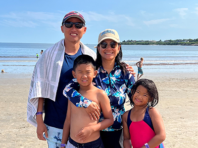 Dr. Ellen C. Alpano and family at the beach 